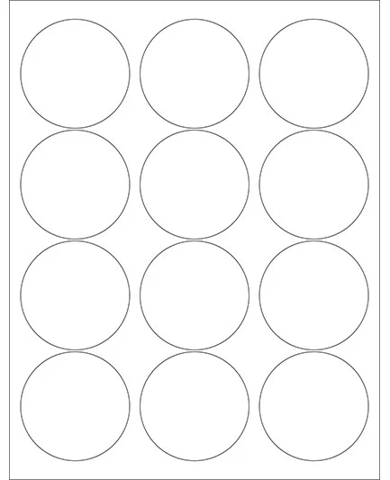 2.5 pouces rond 12 par feuille